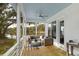 Inviting screened porch featuring a fan, water view, comfortable seating, and wood floors at 377 Blowing Fresh Dr, Charleston, SC 29492