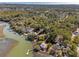 Stunning aerial view of waterfront homes nestled among lush trees and waterways at 601 Foredeck Ln, Edisto Island, SC 29438