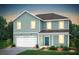 Charming two-story home with blue siding, a garage, a covered porch, and lush landscaping at 746 Meadowbrook Lane, Summerville, SC 29486