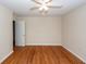Bedroom featuring hardwood floors, ceiling fan and open doorway at 8 Shrewsbury Rd, Charleston, SC 29407