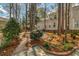 Backyard landscaping with mature trees and attractive shrubbery at 109 White Pine Way, Summerville, SC 29485
