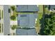 An aerial view reveals the layout of the homes, highlighting the spacious lot and neighborhood at 1261 Gannett Rd, Mount Pleasant, SC 29464