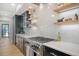 Gourmet kitchen with stainless steel range, marble counters, and custom cabinetry at 299 Bampfield Dr, Mount Pleasant, SC 29464
