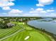 A scenic aerial view highlights the lush golf course and waterfront homes along the river at 3034 Maritime Forest Dr, Johns Island, SC 29455