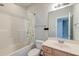 Cozy bathroom featuring a shower-tub, toilet, vanity, and a large mirror for a functional design at 312 White Gables Dr, Summerville, SC 29483