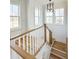 Staircase landing featuring hardwood steps, white risers, and natural light at 3853 Delinger Dr, Mount Pleasant, SC 29466