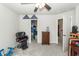 Bedroom with ceiling fan, large closet, and barber chair at 613 Zinnia Dr, Goose Creek, SC 29445