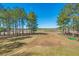 An aerial view of a field with rows, lined by tall pine trees and farm equipment; perfect location for your country home at 732 Lindhaven Dr, Pineville, SC 29468