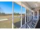 Relaxing screened-in back porch with seating area overlooking the backyard at 732 Lindhaven Dr, Pineville, SC 29468