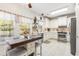 Eat-in kitchen features an island with seating, stainless appliances, and tiled backsplash at 779 Hamlet Cir, Goose Creek, SC 29445