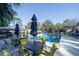 Relaxing pool area with lounge chairs, tables, and umbrellas at 1054 Anna Knapp Blvd # 4E, Mount Pleasant, SC 29464