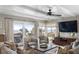 Cozy living room with comfortable seating and ocean views from oversized sliding glass doors at 1109 Diodia Ct, Kiawah Island, SC 29455