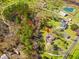 Bird's-eye view of a house in a wooded setting with a nearby pond and manicured lawns at 1117 Walleye Rd, Bonneau, SC 29431