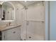 Bright bathroom with glass shower, white vanity, and an updated mirror at 1134 North Blvd, North Charleston, SC 29405