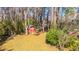 Backyard shed amid the mature trees and landscaping at 202 Hunt Club Dr, Summerville, SC 29485