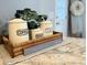 Kitchen counter with decor, coffee, tea and sugar containers at 218 Mohican Cir, Summerville, SC 29483