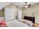 Bright bedroom with hardwood floors, a ceiling fan, and classic bedroom furniture at 2224 Shoreline Dr, Johns Island, SC 29455