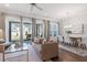 Open concept living room featuring a comfortable sofa, modern decor, and large windows with neighborhood views at 2901 Eddy Dr, Mount Pleasant, SC 29466