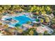 Aerial view of a community pool featuring lap lanes, play areas, and mature landscaping at 2901 Eddy Dr, Mount Pleasant, SC 29466