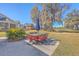 Outdoor dining area with a patio table and chairs, perfect for enjoying meals in the backyard at 4218 Club Course Dr, North Charleston, SC 29420