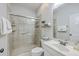 Neutral bathroom with tile shower and a white vanity and cabinets at 4218 Club Course Dr, North Charleston, SC 29420
