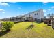 Spacious backyard with a well-maintained lawn, fenced perimeter, covered patio, and a trampoline at 707 Redbud Ln, Summerville, SC 29486