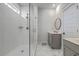 Modern bathroom featuring a glass-enclosed shower, sleek fixtures, and contemporary design at 824 Forrest Dr, Charleston, SC 29492