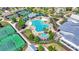Aerial view of community pool, jacuzzi, tennis court, and recreation area at 1174 Old Field Dr, Summerville, SC 29483