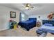 Charming bedroom featuring plush carpet, ceiling fan and large comfortable beds at 131 Swaying Palm Dr, Summerville, SC 29485