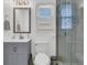Modern bathroom featuring a vanity, a glass-enclosed shower, and neutral colors for a fresh, clean look at 303 Gippy Dr, Summerville, SC 29486