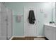 Clean bathroom featuring modern walk-in shower with glass doors, and a white vanity with clean white towels at 436 Blue Elderberry, Moncks Corner, SC 29461