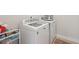 Laundry room features modern washer and dryer with detergent and storage cart, creating a functional space at 467 Nelliefield Trl, Wando, SC 29492