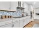 Close up of a modern, well-appointed kitchen with stainless steel appliances, and beautiful backsplash at 733 Spring Highlands Dr, Summerville, SC 29486