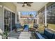 Inviting screened porch featuring outdoor seating, perfect for enjoying the weather while overlooking the backyard at 8005 Old Hazelwood Rd, North Charleston, SC 29406