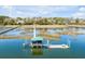 Expansive aerial view of dock extending into beautiful waterway at 1988 Long Creek Rd, Wadmalaw Island, SC 29487