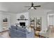 Living room features a fireplace, ladder shelves, and comfortable seating at 202 Basswood Ave, Summerville, SC 29483