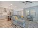 Open living room with direct view into the kitchen, lots of seating, and modern decor at 2739 Calico Bass Ln, Johns Island, SC 29455