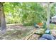 Lush backyard with mature trees, outdoor seating, and a serene, natural setting at 275 Kelsey Blvd, Charleston, SC 29492