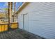 Detail of the wood deck and white vinyl siding at 2925 Alabama Dr, North Charleston, SC 29405