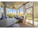 Screened-in patio with comfortable seating, ceiling fan, and serene outdoor views at 306 Long Pier St, Summerville, SC 29486