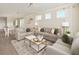 Cozy living room with three sofas, neutral tones, and a view of the dining and kitchen area at 332 Dahlia Row Dr, Summerville, SC 29486