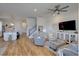 Cozy living room showcasing hardwood floors and neutral tones; open to kitchen and dining area at 3522 Habenaria Rd, Mount Pleasant, SC 29466