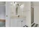 Bathroom with a walk-in shower, a vanity, black and white floor tiles at 4051 Colonel Vanderhorst Cir, Mount Pleasant, SC 29466