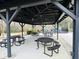 Interior of community pavilion with multiple tables, seating, ceiling fans, and a nearby playground at 4957 Trump St, North Charleston, SC 29420