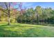 Scenic backyard view featuring a serene pond surrounded by lush greenery and a mature tree at 5415 Clairmont Ln, North Charleston, SC 29420