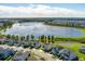 Aerial view of a home in a community bordering a large lake at 543 Pendleton Dr, Moncks Corner, SC 29461