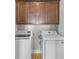 Functional laundry room features modern washer, dryer, and ample cabinet space for organized storage at 543 Pendleton Dr, Moncks Corner, SC 29461