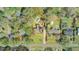 Aerial view of property featuring in-ground pool, shed, mature trees and established landscaping at 958 Mikell Dr, Charleston, SC 29412