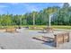 Community park featuring multiple benches, picnic tables, fire pits, and manicured landscaping at 131 Horizon Ridge Dr, Summerville, SC 29486