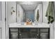 Bathroom with a double sink vanity, a large mirror, and neutral walls at 219 Daybreak Blvd, Summerville, SC 29486